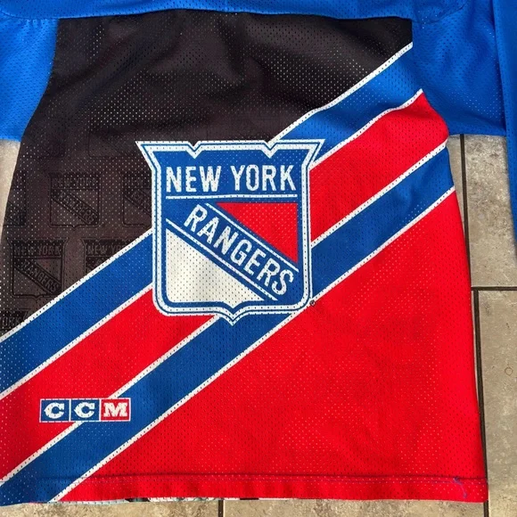 Vintage 90s NHL New York Rangers All Over Print Hockey Mesh CCM Jersey Sz Medium - Picture 5 of 10